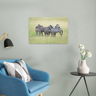 African Zebras Herd Peaceful Serene Contemporary Zebra Nature Wildlife Wall Art Print by Jeffrey C. Sink - 1 Piece Wrapped Canvas Wall Art