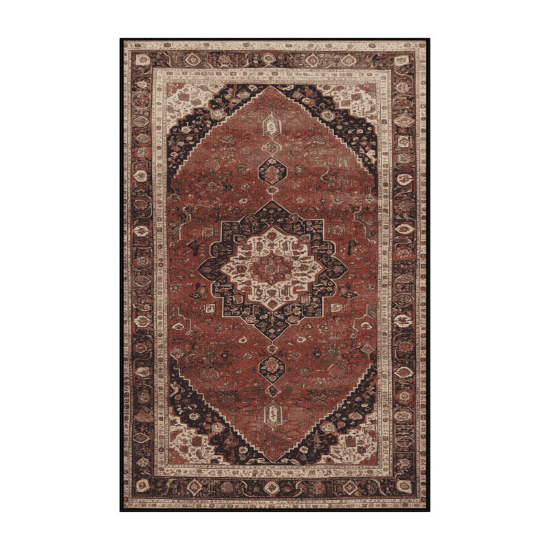 Tapis brun lavable à la machine, Rectangulaire 7 pi x 10 pi