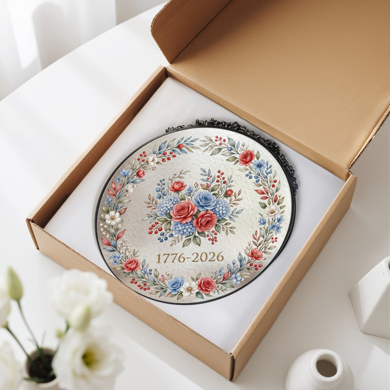 Panneau de fenêtre en verre à motif floral pour décoration intérieure 250th Anniversary, H 12 po