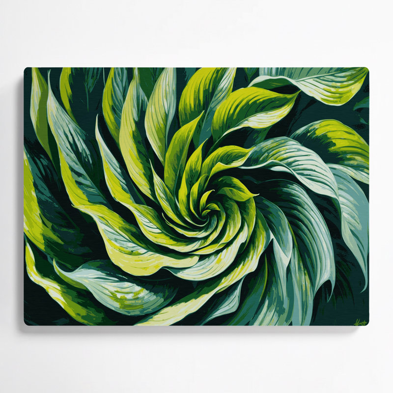 «Botanical Hostas», art mural en métal vert, H 240 po x l 360 po x P 0,05 po