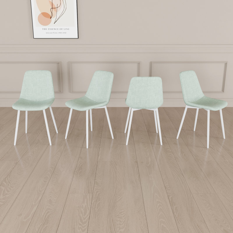Ensemble de 4 chaises de salle à manger rembourrées modernes, Vert