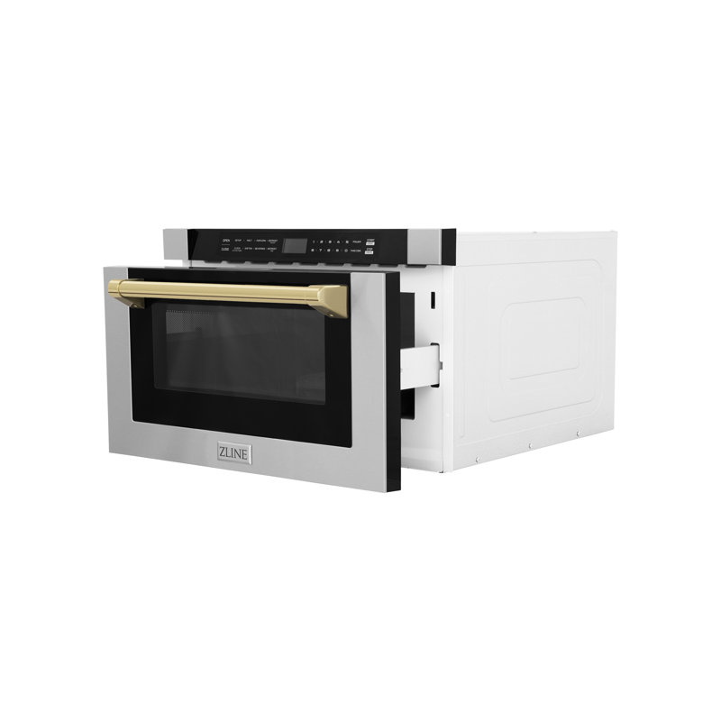 ZLINE 24" 1.2 cu. ft. Built-in Microwave Drawer with a Traditional Handle in Stainless Steel, Gold