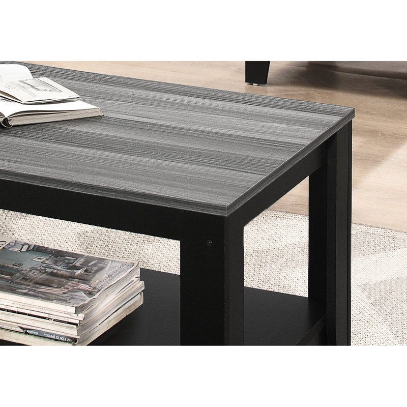 Collection Living Table Table: 3 pièces en stratifié noir et gris et tablette polyvalente pour le sous-sol: table basse, 2 tables de bout