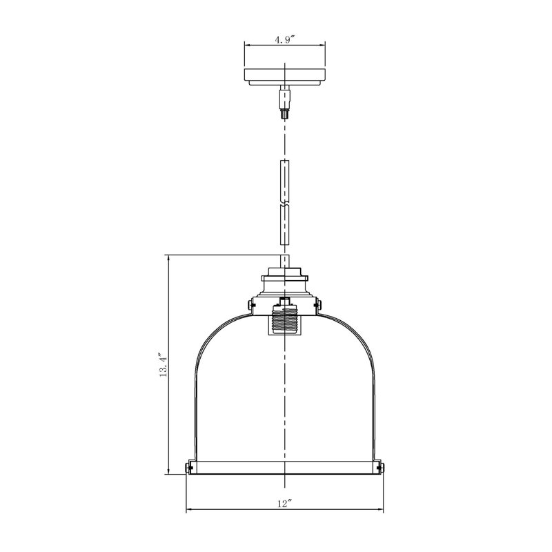 Lyndsey 1 - Light Single Pendant, 13.375" H x 12.125" W x 12.125" D, Matte Black/Chrome