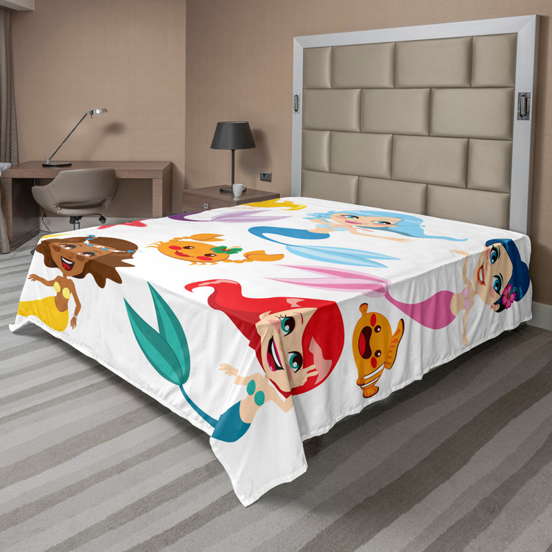 Multicolore Ambesonne, Drap plat pour très grand lit californien