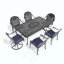 Ensemble de salle à manger 7 pièces en aluminium coulé toutes saisons comprenant 2 chaises pivotantes, 4 chaises et une table rectangulaire avec cadre
