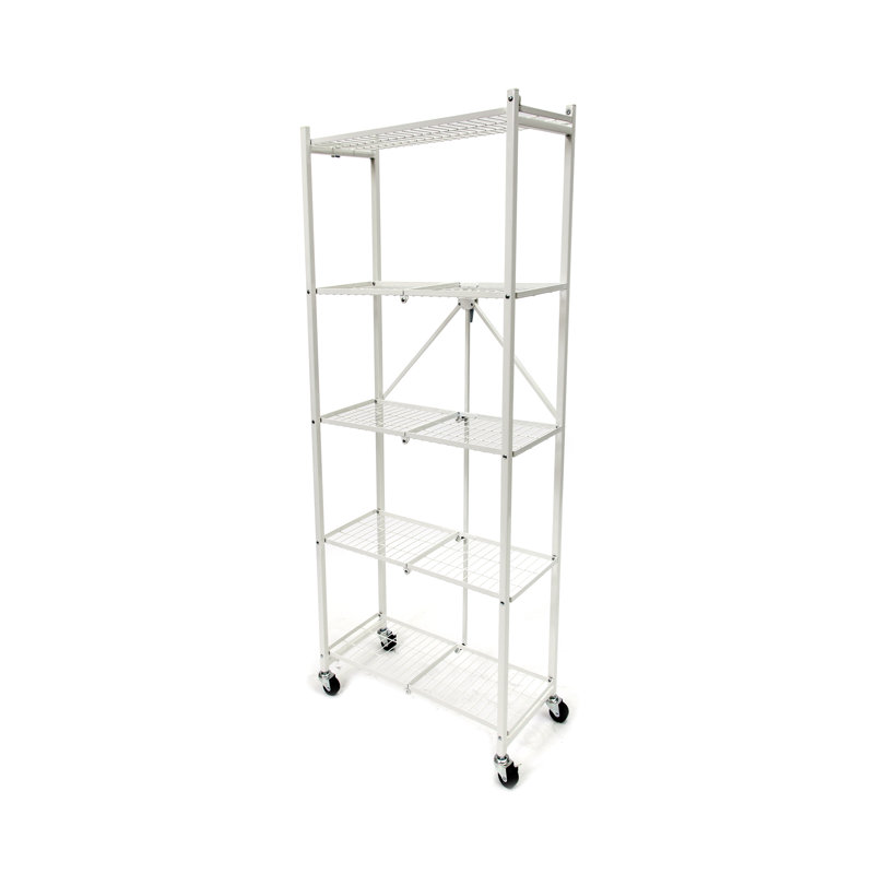 Origami RPR Series 5 Shelf Slim Steel Pantry Rack Holds up to 100 Pounds, White, White