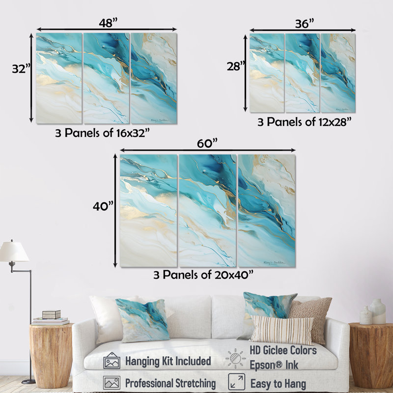 Orrie - ensemble d'art mural sur toile Glacier, Toile tendue, H 32 po x l 48 po x P 1 po