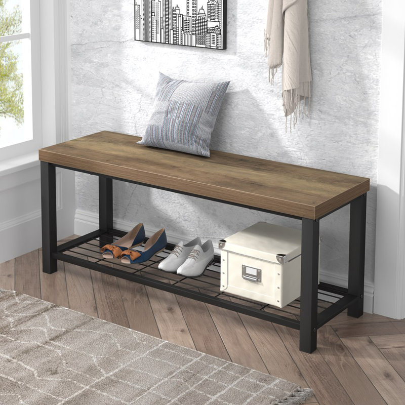 Banc de rangement 43,3 po Hulstein, chêne, H 17,9 po x l 43,3 po x P 14 po, Chêne / noir