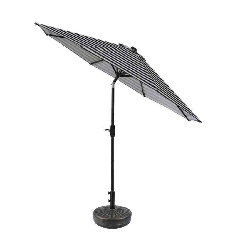 Parasol de marché 9 pi Pierpoint, Rayure noire, Bronze