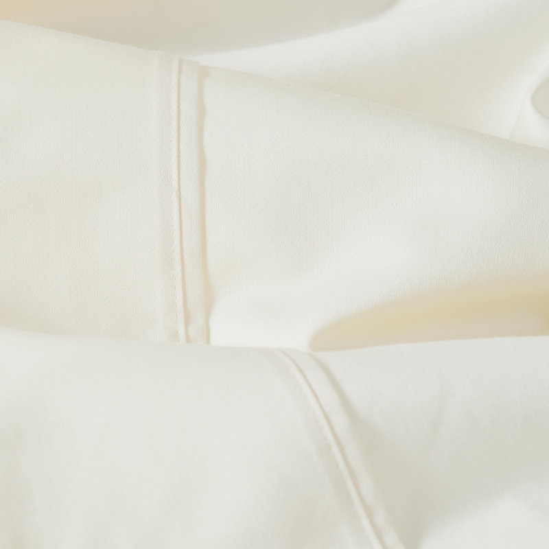Pavo 700 Thread Count Solid Cotton Perfect Fit Deep Pocket Bed Sheet Set, King Sheet Set with 2 Pillowcases, Ivory, 15"