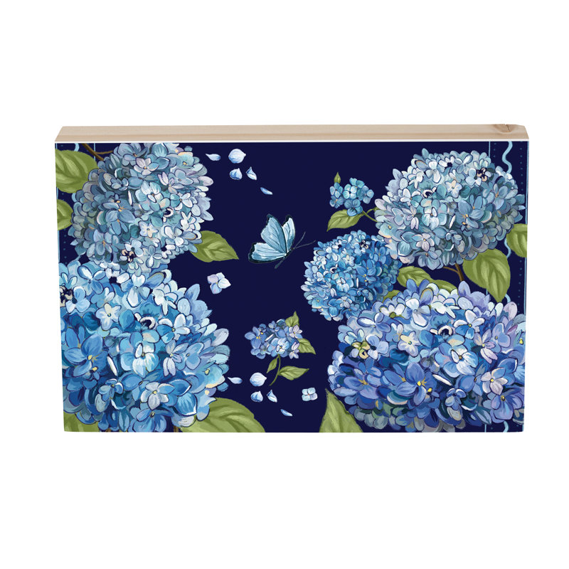 Décoration de table en bois d'hortensia, L 12 po x H 8 po