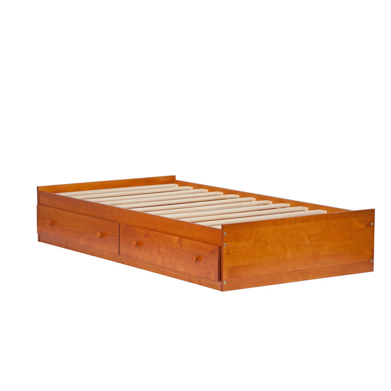 Gaudentas Solid Wood Bookcase Storage Bed, Twin, Honey Pine