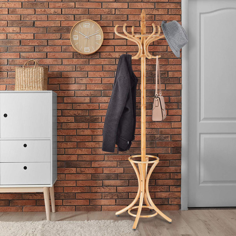 Bulter Solid Wood Freestanding 12 - Hook Coat Rack, Nature