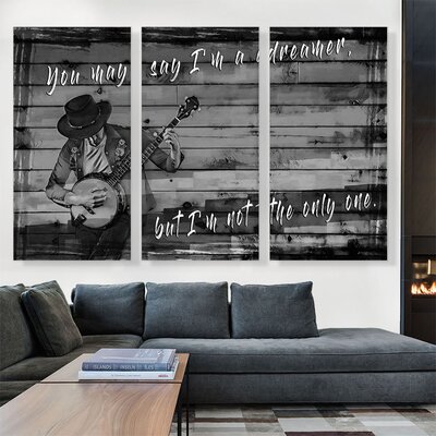 You May Say I'm A Dreamer Motivational - 3 Piece Wrapped Canvas Textual Art Print Set -  ARTCANVAS, ACIQUO56-3L-90x60