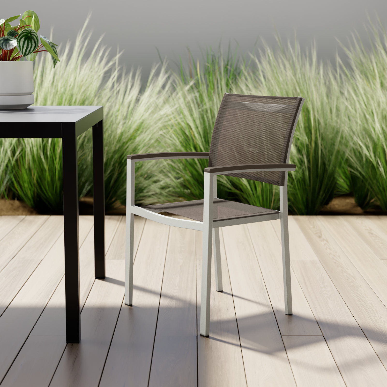 Wade Logan® Aynura Stackable Patio Armchair, White/Gray
