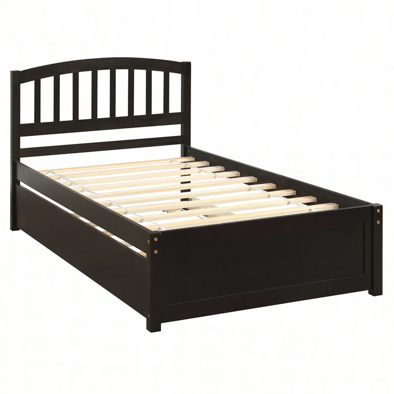 Artra Platform Bed with Headboard, Twin, Espresso, Trundle