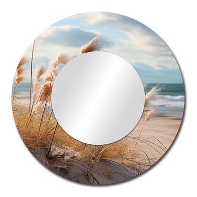 Sakir Beach Photo Coastal Harmony I - miroir mural unique de plage, miroir rond côtier, reproduction d'art en métal