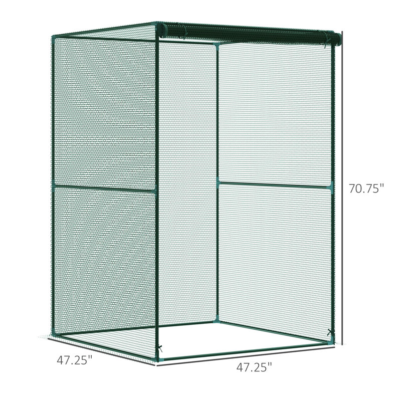 Enceinte de protection des plantes de 4 pi X, porte à fermeture à glissière, cadre en acier robuste, filet pour tente de sécurité des plantes, accès aux plantes par les intrus et les intempéries