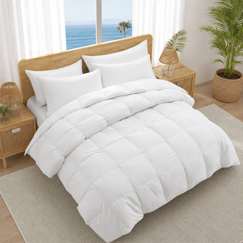 Goose Down and Feather All Season Comforter Duvet Insert – Ultra Soft Noise-Free Bedding with RDS Certified Fill, Medium Warmth, Machine Washable