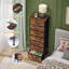Grande commode pour la chambre à coucher, organisateur de rangement avec 7 tiroirs en tissu, meubles de table de chevet dans le placard, vestibule, couloir, imprimé grain de bois brun rustique-673602364
