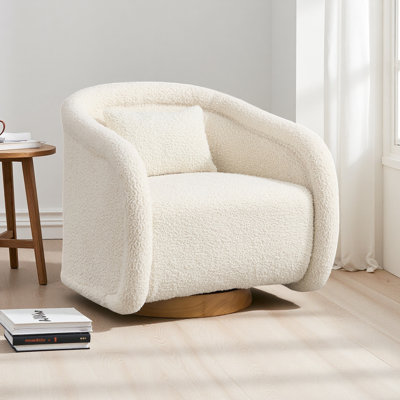 Fauteuil pivotant pivotant, fauteuil demi-tonneau pivotant à 360 degrés avec revêtement, fauteuil pivotant confortable en forme de citrouille pour le salon, la chambre à coucher ou le bureau
