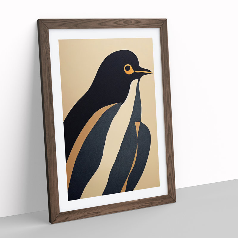 Penguin Abstract No.1 - Wrapped Canvas Print, Walnut Frame, 64cm H x 46cm W