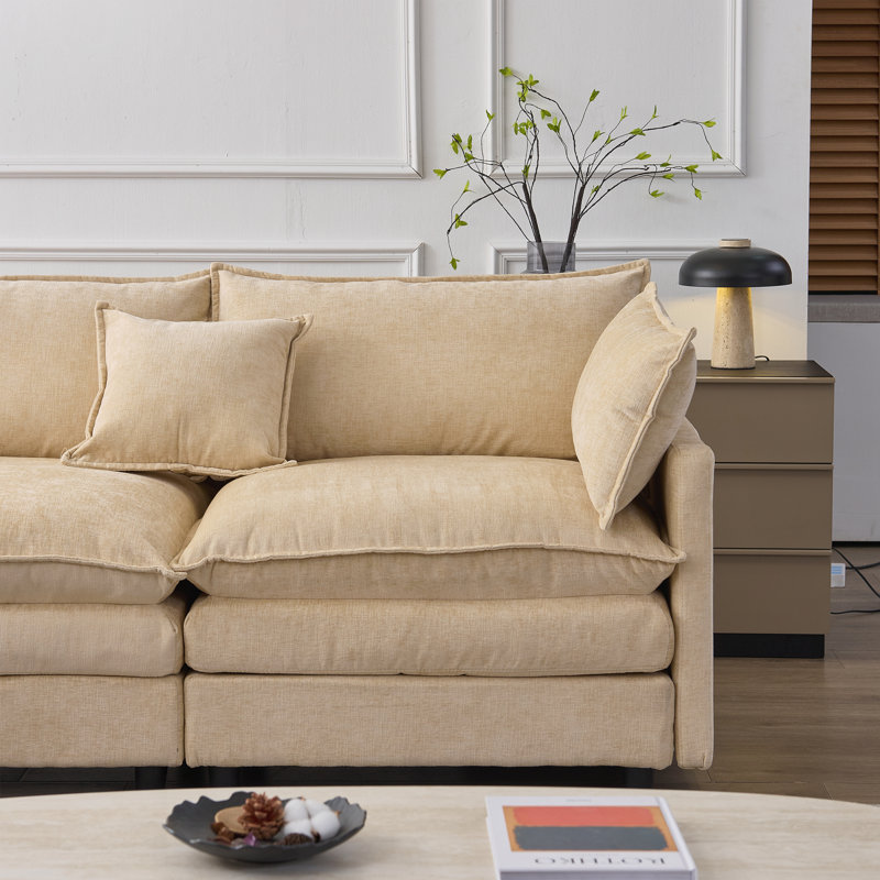105" Modular Sectional Couch, Light Coffee