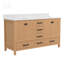 Meuble-lavabo 60 po, meuble-lavabo avec cadre en bois massif, comptoir autoportant avec double cuve