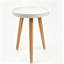 Petite table d'appoint ronde surélevée 12 po x 17 po avec support Mid-Century pour pots de fleurs avec repose-pieds en silicone