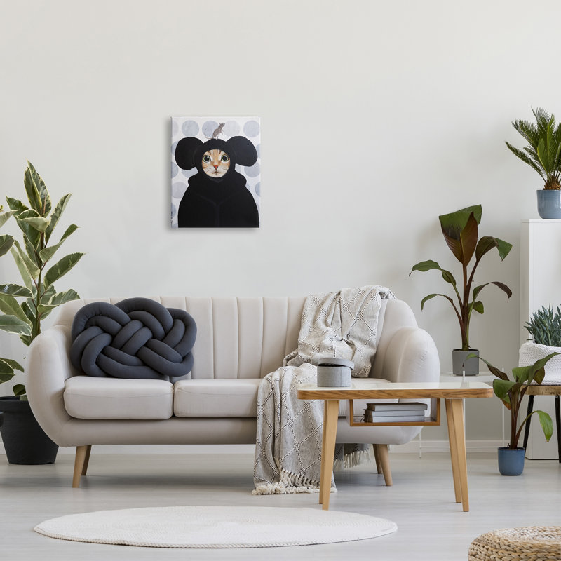«Au-924», toile Chat et souris, animaux rigolos sur toile par Coco De Paris, peinture, H 20 po x l 16 po x P 1,5 po