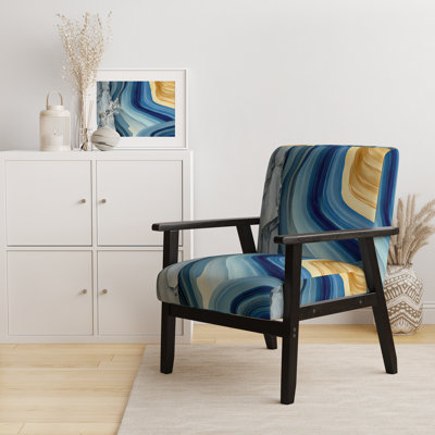 Fauteuil rembourré moderne Bold Blue Brush Strokes III