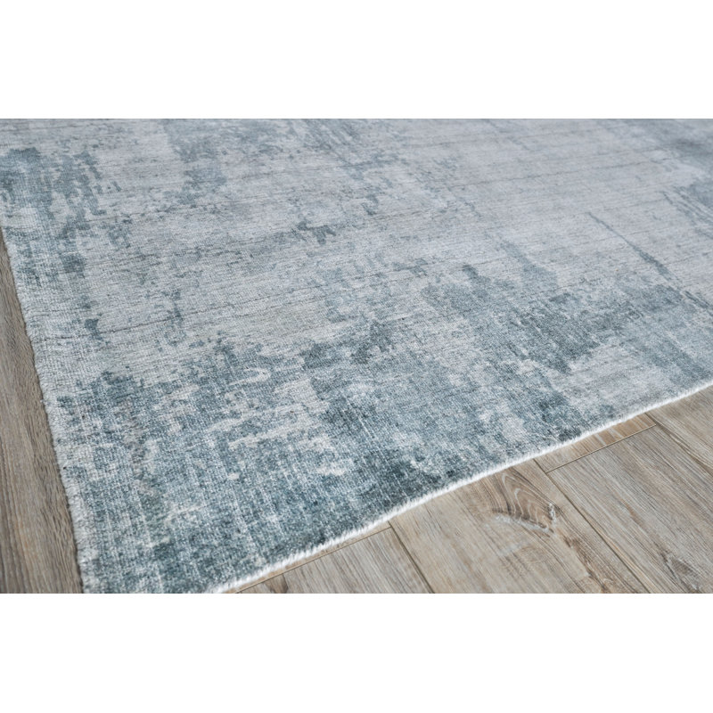 Stone Wash Gazni Abstract Hand-Loomed Blue Area Rug, Rectangle 10' x 14'