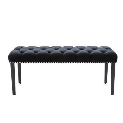 Heng Ming Upholstered Tufted Bench Ottoman , Velvet Dining Bench Bedroom Bench  Footrest Stool Accent Bench For Entryway Dining Room Living Room