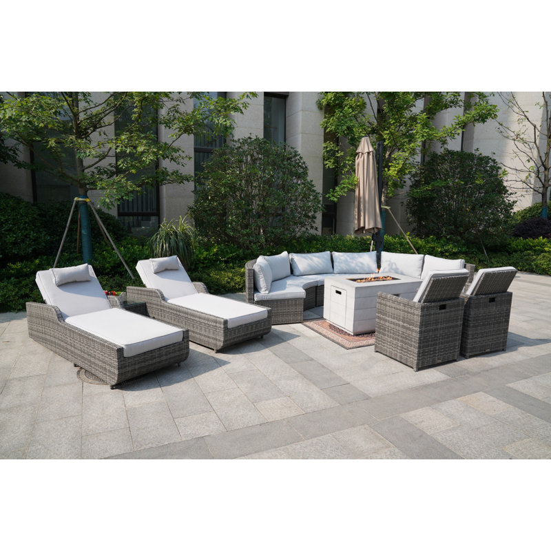 10 - Person Patio Conversation Set with Cushions