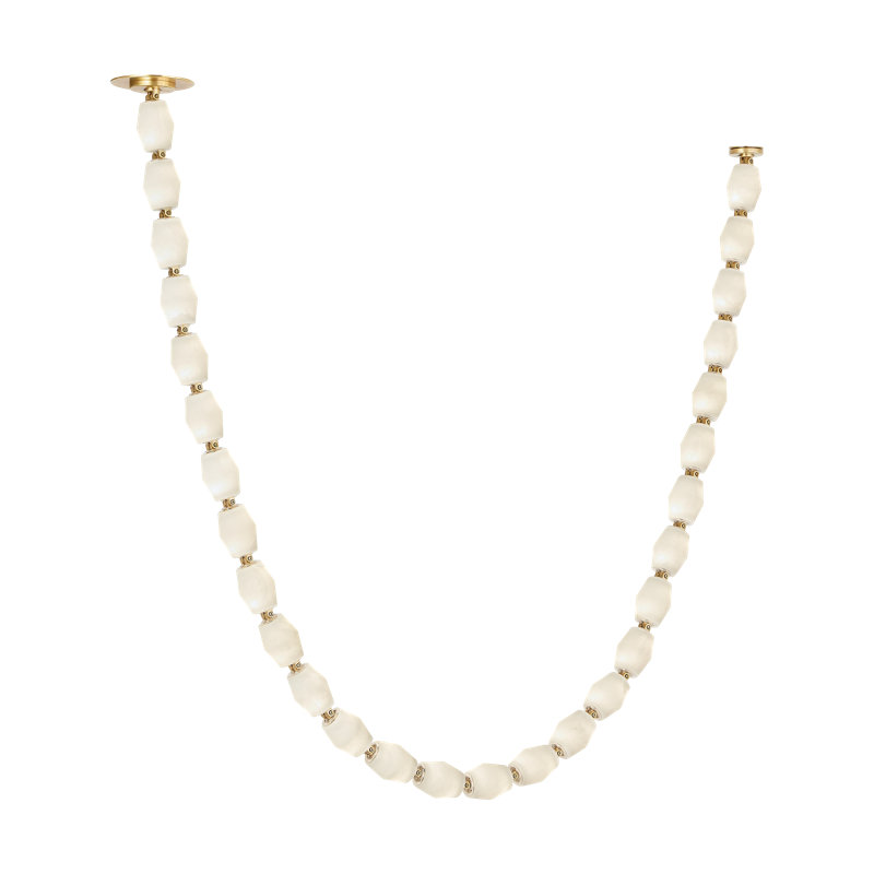 Sean Lavin Collier 240 Chandelier in Bronze with Alabaster shade, 92.7" H x 2" W x 2" D, Polished Nickel, 2700K