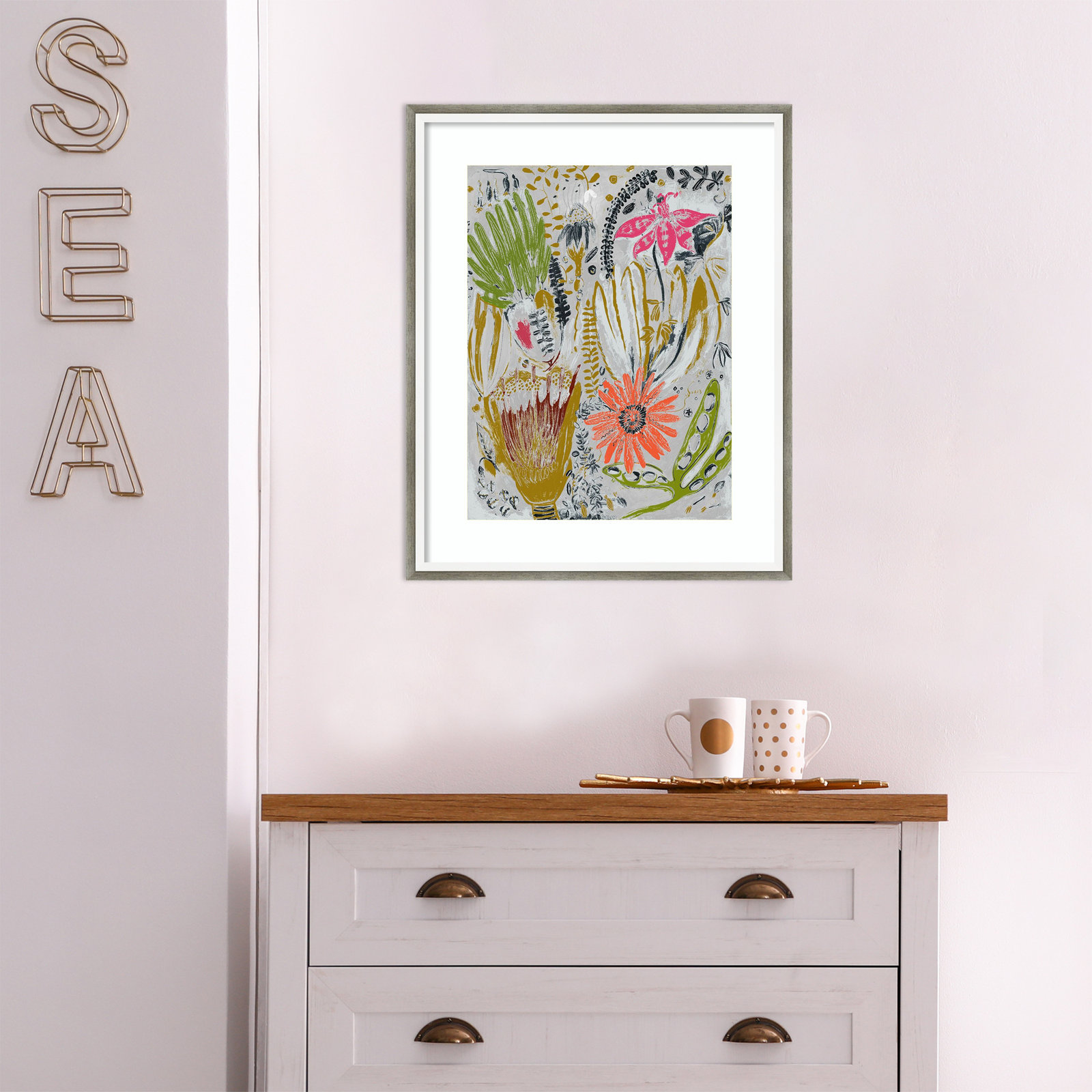 Tropical Blooms by Maya Woods, Gray, 17" W x 21" H