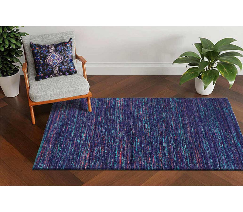 Charmia Hand Tufted Silk Area Rug in Blue