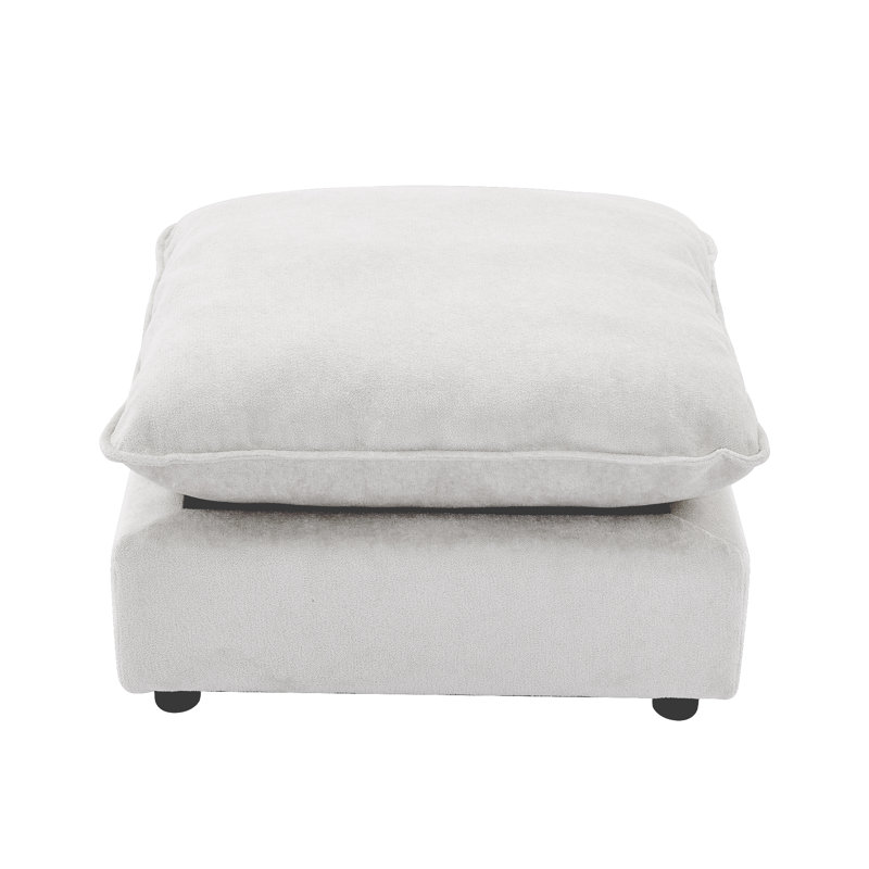 Canapé modulaire 31,5 po avec repose-pieds Heffernan, Chenille blanche