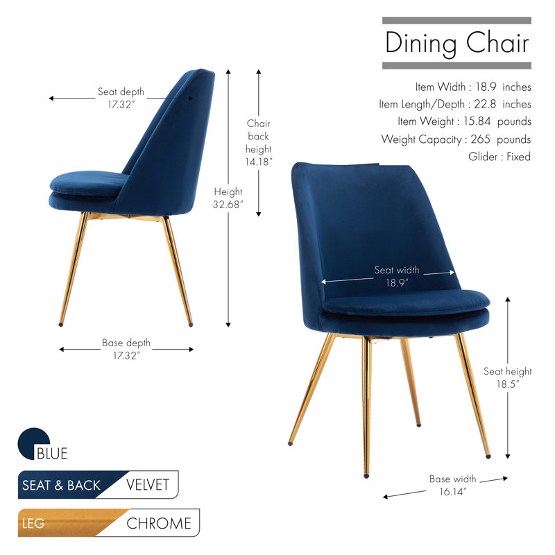 Chaise d'appoint rembourrée en velours Hadleigh, Bleu