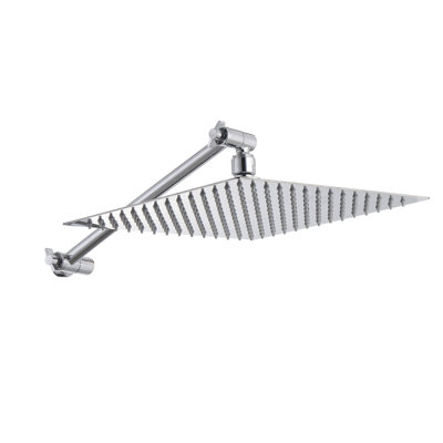 Pomme de douche carrée 12 po avec bras de douche réglable, acier inoxydable, chrome poli 12 po