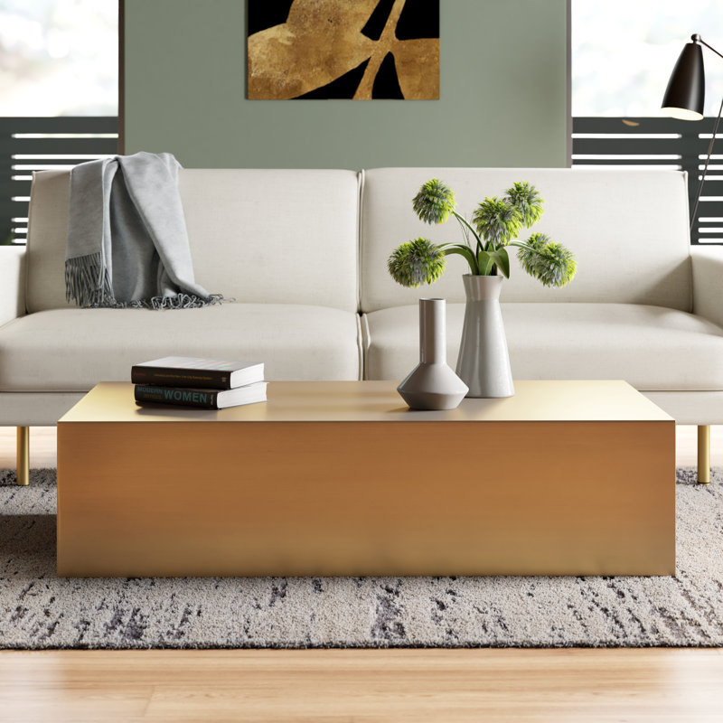 Everson Single Coffee Table, Brass