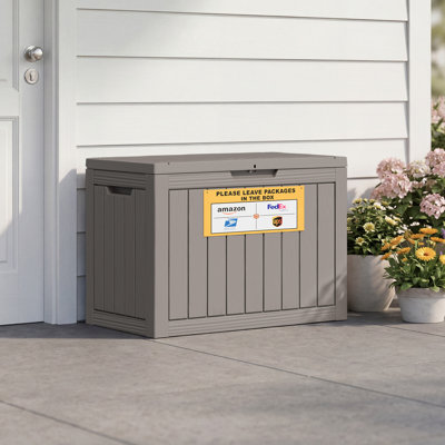 Boîte de dépôt extérieure 50 gallons - Coffre de livraison verrouillable en résine pour porche et patio