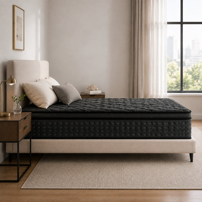 Matelas hybride rafraîchissant de 30 cm (12 po) avec surmatelas intégré, mousse à mémoire de forme infusée de gel, ressorts ensachés individuellement et mousse certifiée CertiPUR-US®.