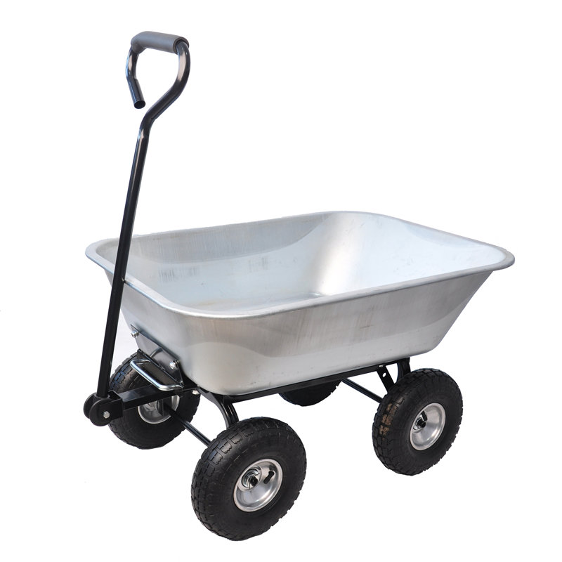 Chariot de jardin à double roue de 4 pi³ avec une capacité de 600 lb et un système de basculement rapide, white