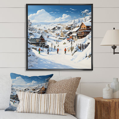 Skiing Winter Village Horizon - Fruits Wall Art