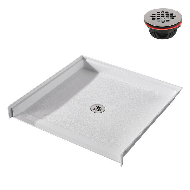48 in. x 38 in. ADA Compliant Alcove Acrylic Shower Base in Glossy White With Center Drain, Drain Included, Glossy White