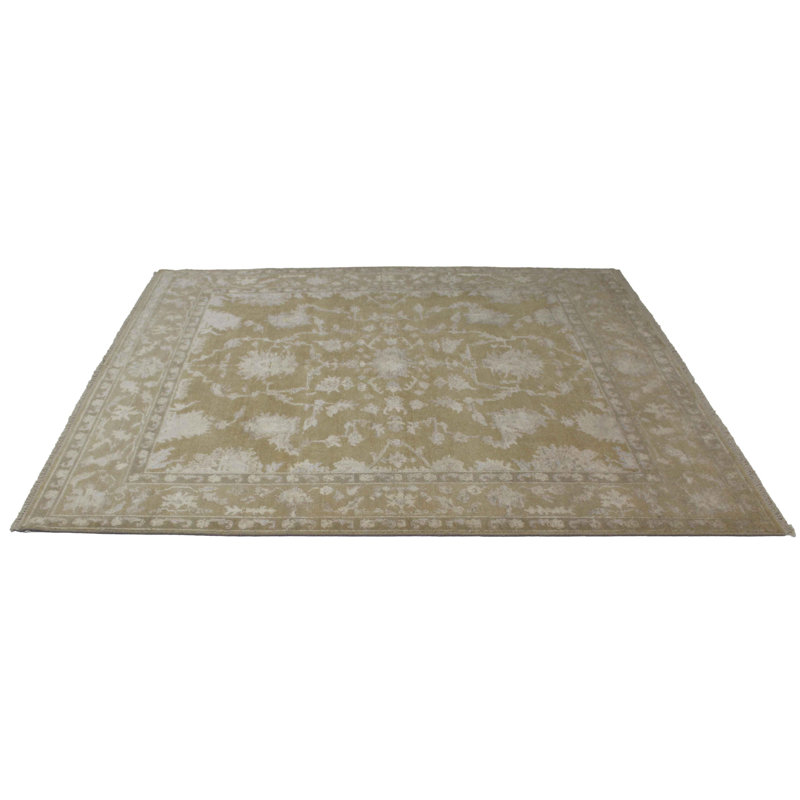Tapis oriental brun / beige en coton / laine 8 pi 2 po x 9 pi 9 po Oriental