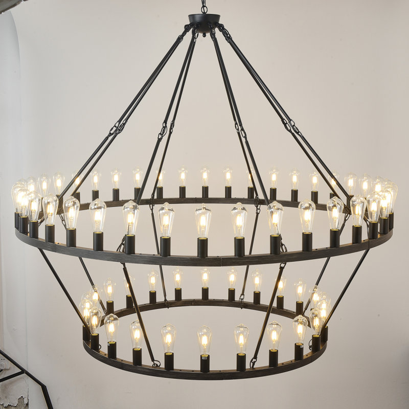 59-Inch Wagon Wheel Chandelier with Adjustable Height
