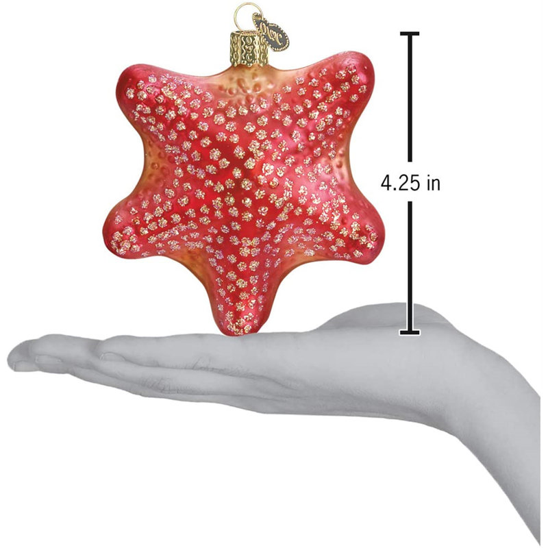 Old World Christmas Blown Glass Ornament for Christmas Tree, Red Starfish